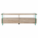 TV furniture DKD Home Decor Natural Tempered Glass MDF Wood 140 x 40 x 47 cm-2