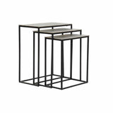 Set of 3 small tables DKD Home Decor Silver Black Metal Aluminium Modern (50,5 x 28,5 x 59 cm) (1) (3 pcs) (3 Units)-1