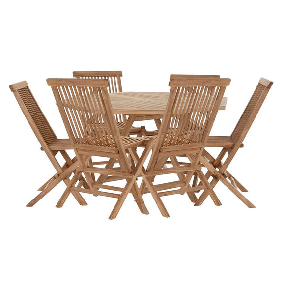 Tischset mit Stühlen DKD Home Decor Teak (120 x 120 x 75 cm) (7 Stück)