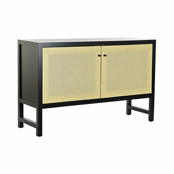 Sideboard DKD Home Decor Black Fir Natural Rattan (120 x 38 x 76 cm)-0