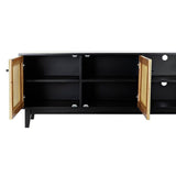 TV furniture DKD Home Decor Black Fir Rattan (160 x 65 x 38 cm)-5