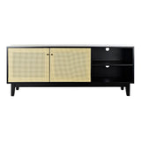 TV furniture DKD Home Decor Black Fir Rattan (160 x 65 x 38 cm)-3