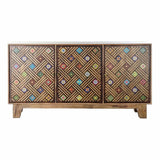 Sideboard DKD Home Decor Dark brown Multicolour Mango wood-4