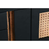 TV furniture DKD Home Decor Black Rattan Mango wood (145,5 x 40,5 x 60 cm)-7