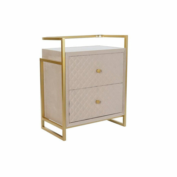 Side table DKD Home Decor Beige Golden Metal Crystal 60 x 35 x 75 cm-0