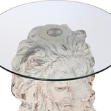 Side table DKD Home Decor Lion 52 x 44 x 72 cm Crystal Grey Metal White Magnesium-2