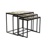 Set of 3 tables DKD Home Decor Crystal Black Golden Metal Green 60 x 40 x 50 cm-3
