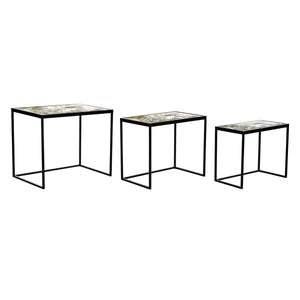 Set of 3 tables DKD Home Decor Crystal Black Golden Metal Green 60 x 40 x 50 cm-0