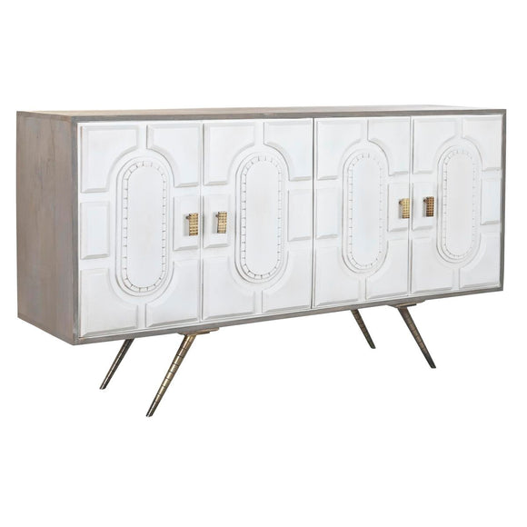Sideboard DKD Home Decor Grey Golden Metal White Mango wood (152 x 43 x 84 cm)-0