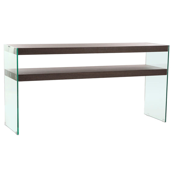 Side table DKD Home Decor Crystal Brown Transparent Walnut 160 x 45 x 80 cm MDF Wood-0
