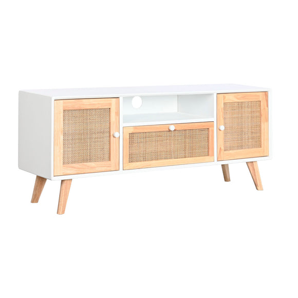 TV furniture DKD Home Decor 120 x 30 x 50 cm White Rattan Paolownia wood-0