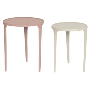 Set of 2 tables DKD Home Decor Beige Pink Aluminium 40 x 40 x 50 cm-0