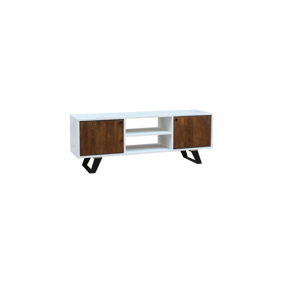 TV furniture DKD Home Decor White 135 x 35 x 40 cm Metal Mango wood-0