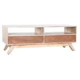 TV furniture DKD Home Decor White Natural Mango wood 130 x 40 x 45 cm-1