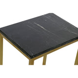 Set of 3 tables DKD Home Decor 50 x 35 x 60 cm Black Golden Marble Iron-2