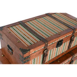 Set of Chests Home ESPRIT Brown Multicolour Wood Canvas Colonial 81 x 49 x 45 cm-4