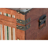 Set of Chests Home ESPRIT Brown Multicolour Wood Canvas Colonial 81 x 49 x 45 cm-3