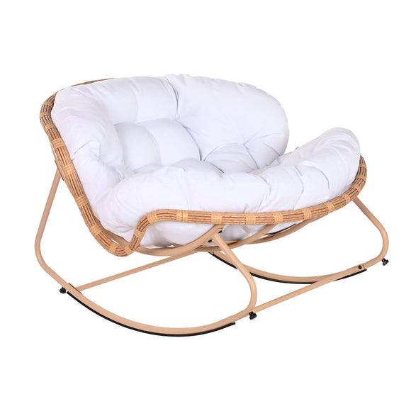 Rocking Chair Home ESPRIT White Brown Steel 108 x 108 x 80 cm-0