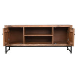 TV furniture Home ESPRIT Brown Black Silver Mango wood Mirror 130 x 40 x 55,5 cm-7