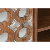 TV furniture Home ESPRIT Brown Black Silver Mango wood Mirror 130 x 40 x 55,5 cm-5