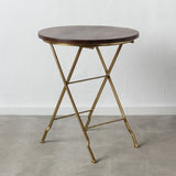 Side table 66 x 66 x 78 cm Golden Wood Brown Iron-1