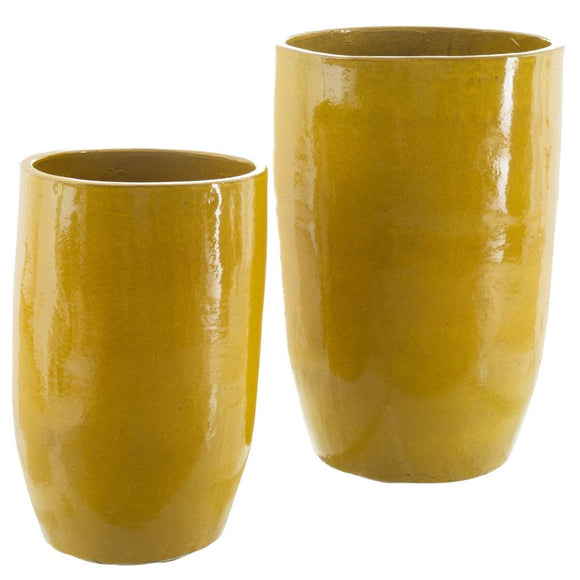 Vase 52 x 52 x 80 cm Ceramic Yellow (2 Units)-0