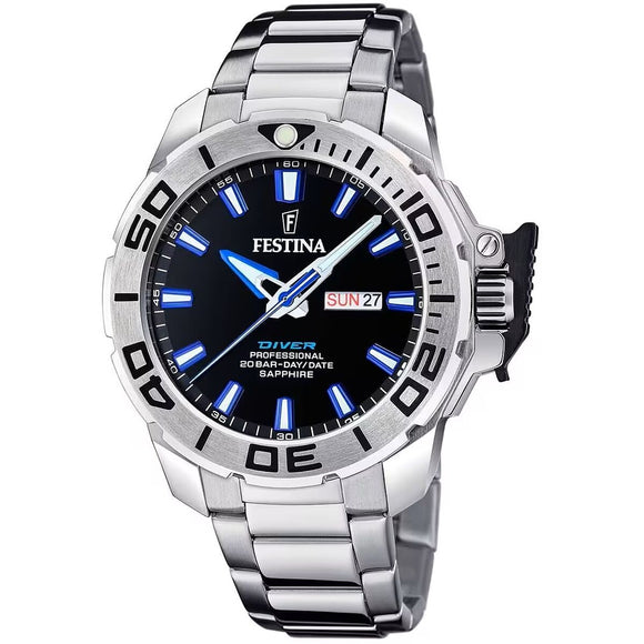 Men's Watch Festina F20665/3 Black Silver-0