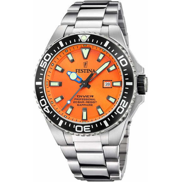 Men's Watch Festina F20663/4 Orange Silver-0