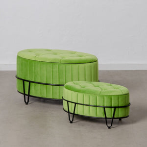 Pouffe 80 x 80 x 46 cm Synthetic Fabric Metal Green-0