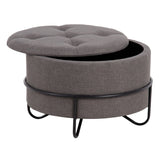 Pouffe 63 x 63 x 41 cm Synthetic Fabric Metal Dark grey