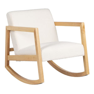 Rocking Chair White Natural Rubber wood Fabric 60 x 83 x 72 cm-0