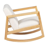 Rocking Chair White Natural Rubber wood Fabric 60 x 83 x 72 cm-8