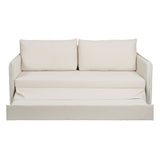Sofa Beige Polyester Linen 210 x 93 x 95 cm-3