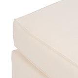 Pouffe 100 x 80 x 44 cm Synthetic Fabric Cream-4