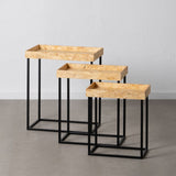 Set of 3 tables Black Natural Iron MDF Wood 57,5 x 37,5 x 67,5 cm (3 Units)-7