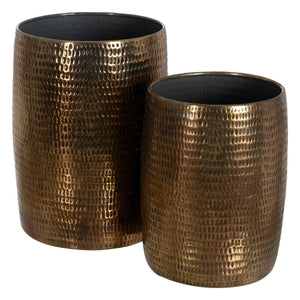 Vase 2 Pieces Bronze Golden Aluminium 35,5 x 35,5 x 50 cm-0