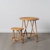 Set of 2 tables Beige Rattan 60 x 60 x 39 cm (2 Units)-8