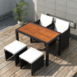 vidaXL Solid Acacia Wood Outdoor Dining Set 5/9/11/13 Pieces Poly Rattan Seat