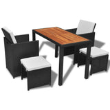 vidaXL Solid Acacia Wood Outdoor Dining Set 5/9/11/13 Pieces Poly Rattan Seat