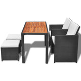 vidaXL Solid Acacia Wood Outdoor Dining Set 5/9/11/13 Pieces Poly Rattan Seat