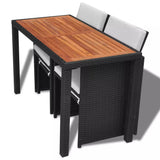 vidaXL Solid Acacia Wood Outdoor Dining Set 5/9/11/13 Pieces Poly Rattan Seat