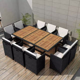 vidaXL Garten-Ess-Set 11-tlg. Poly Rattan Garden Dinner Mehrfarbig