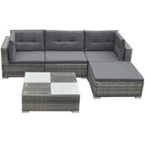 vidaXL 5 Piece Patio Lounge Set with Cushions Poly Rattan Gray