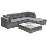 vidaXL 5-teiliges Terrassen-Lounge-Set mit Kissen Poly Rattan Grau