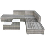 vidaXL 6 Piece Patio Lounge Set with Cushions Poly Rattan Gray