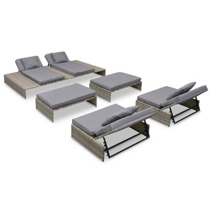 vidaXL Terrassen-Lounge-Set 15-tlg. Poly Rattan Grau