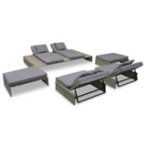 vidaXL Patio Lounge Set 15 Pieces Poly Rattan Gray