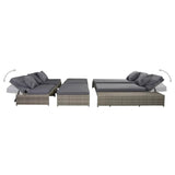 vidaXL Patio Lounge Set 15 Pieces Poly Rattan Gray