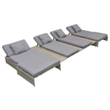 vidaXL Patio Lounge Set 15 Pieces Poly Rattan Gray