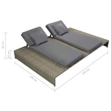 vidaXL Terrassen-Lounge-Set 15-tlg. Poly Rattan Grau